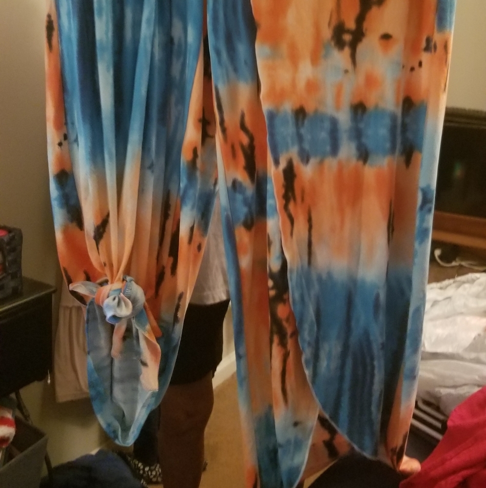 Tie dye boho tie pants